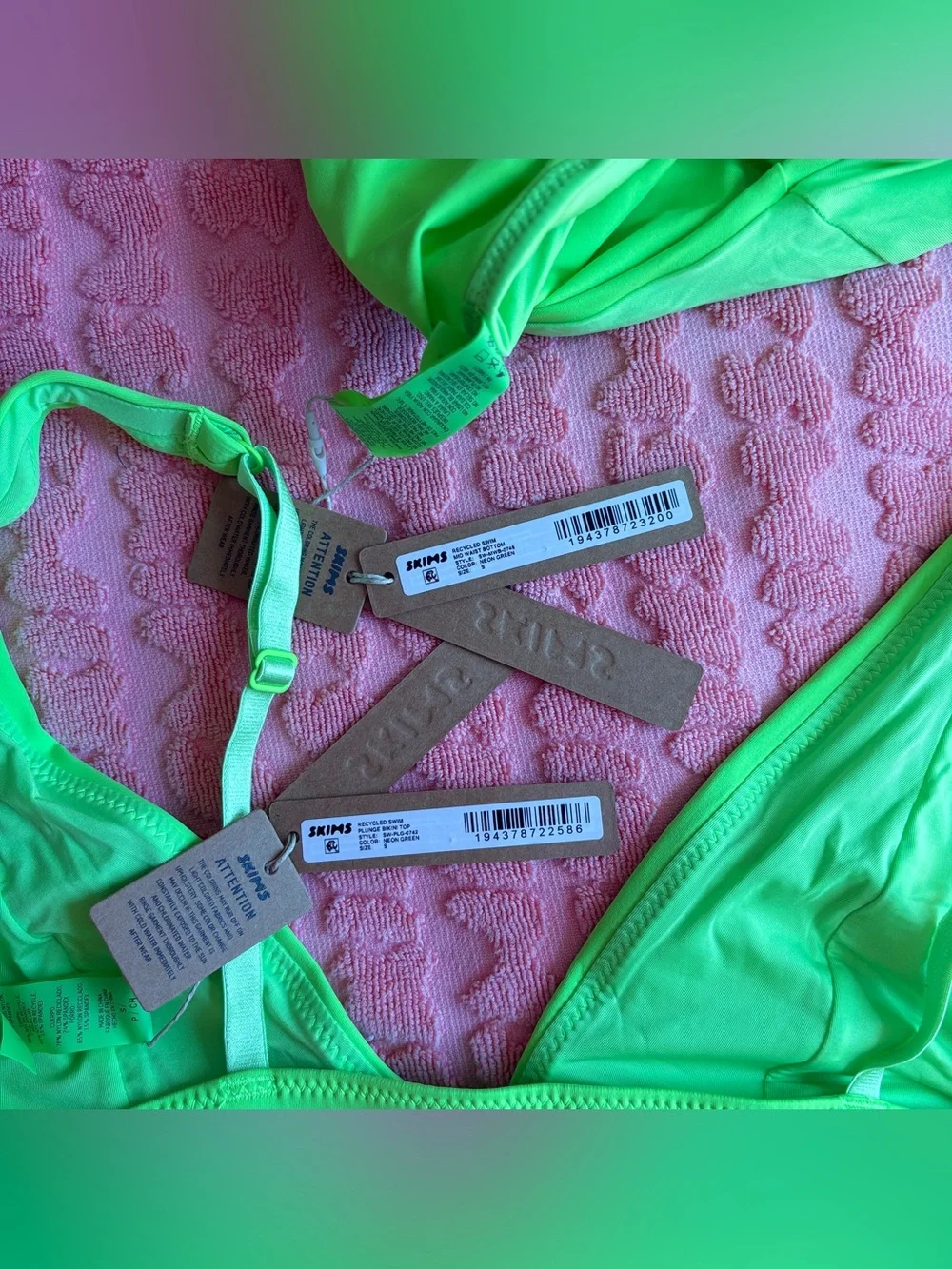 💚 SKIMS Recycled Swim Plunge Bikini Set | Neon Green | S | NWT